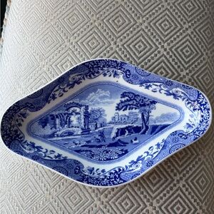 Spode Italian Blue and White Diamond Shape Serving Bowl